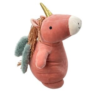 Pillowfort Weighted Plush Pegasus Unicorn Pink Teal Gold Target Throw Pillow 17"